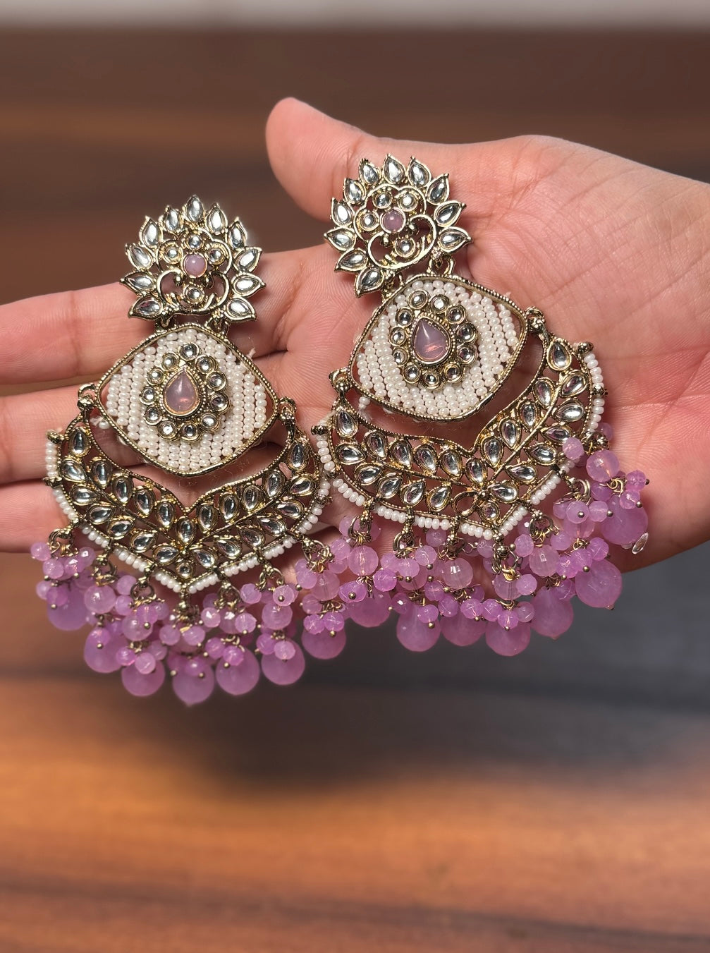 Graceful Heavy Chandbali Pearls Earrings