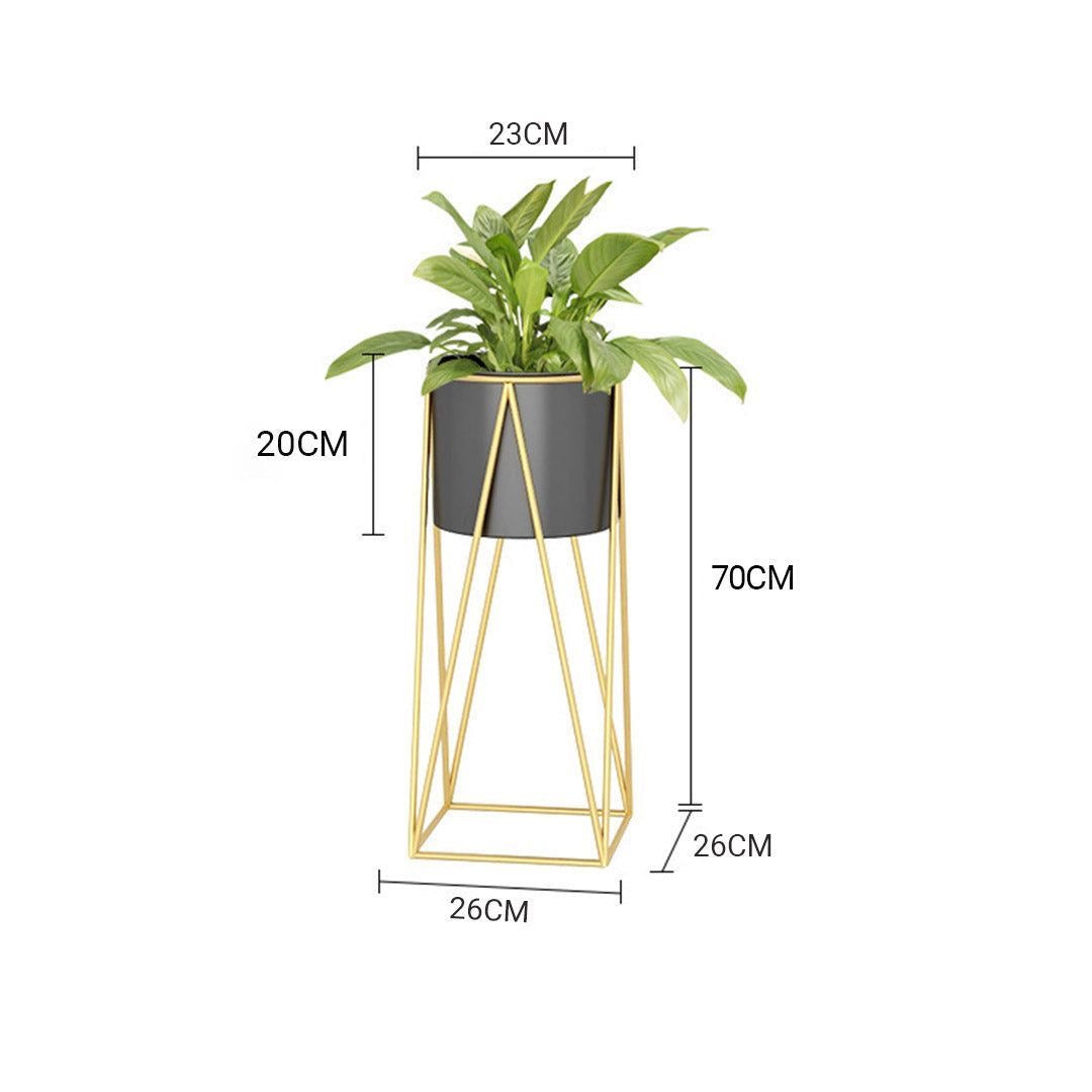 Set of 2 - Metal Floor Plant Stands (Black)