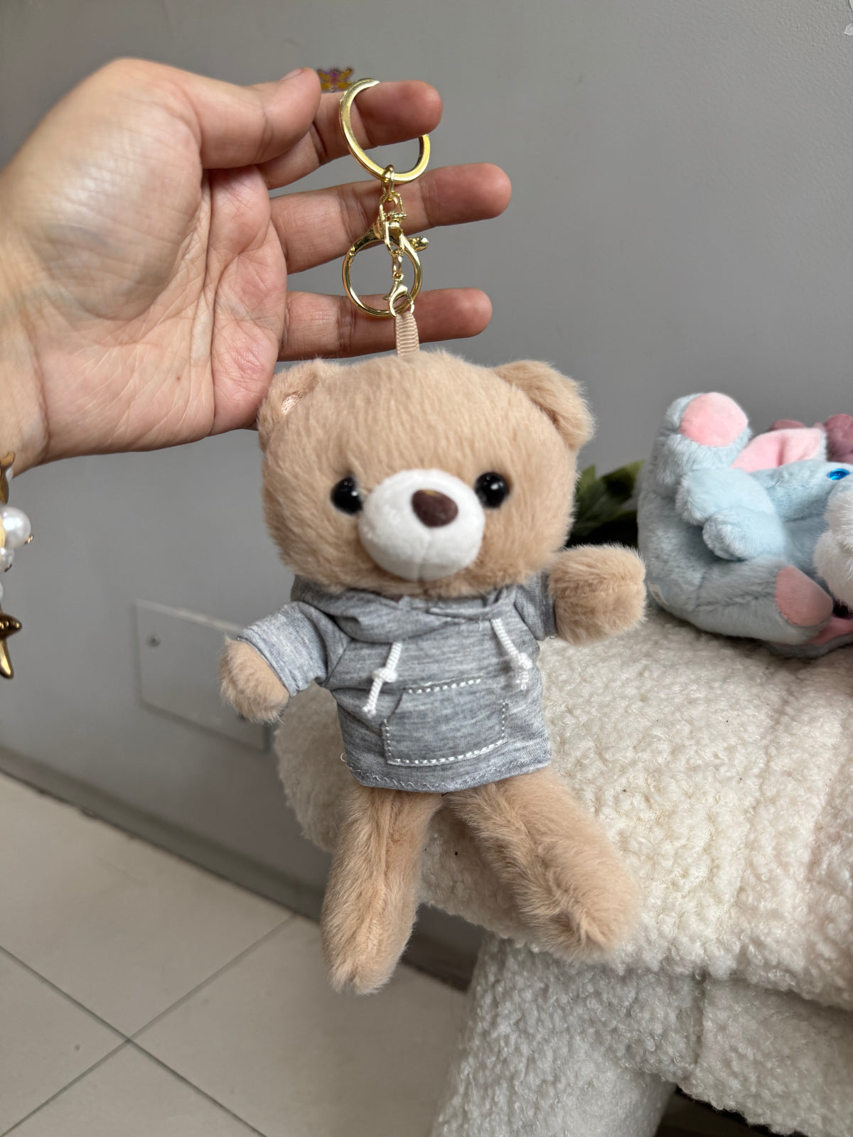 Adorable Teddy with Hoodie Plushy Keychain/Bag Charm (Random Color)