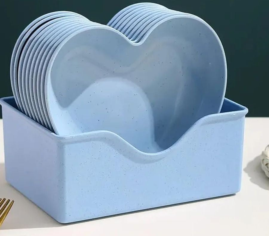Heart Shape Deep Pasta/Snack/Dinner/Salad/Dessert Bowls with Stand - Set of 10