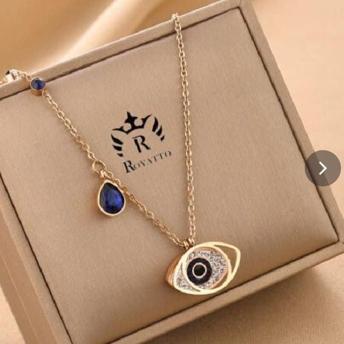 Minimalist Gold Plated Evil Eye Blue Charm Necklace