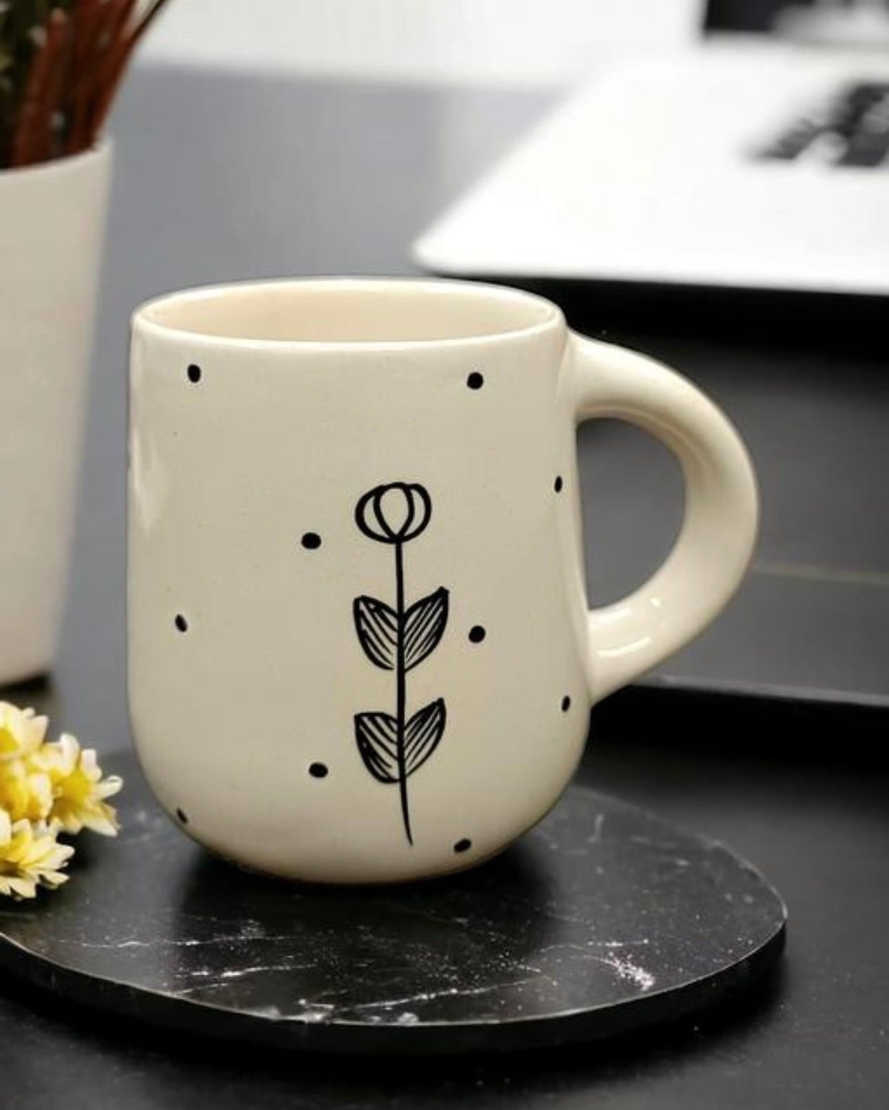 Ceramic Leaf Flower Mug
