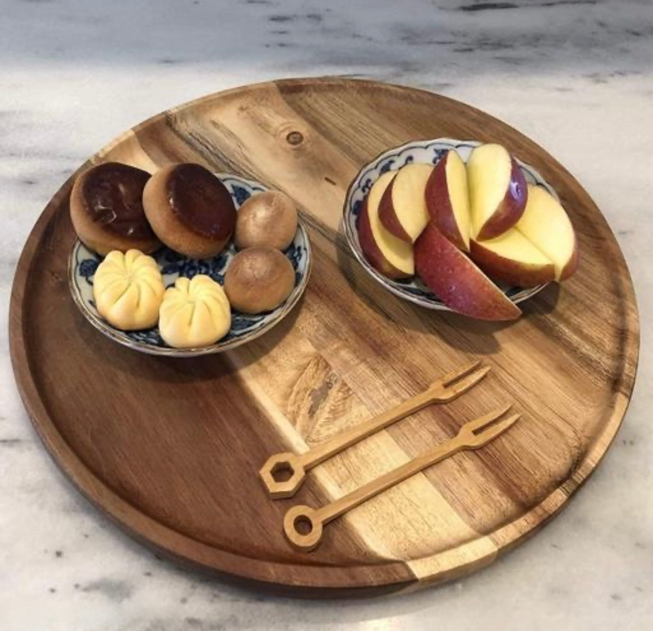 Multipurpose Wooden Round Serving Platter