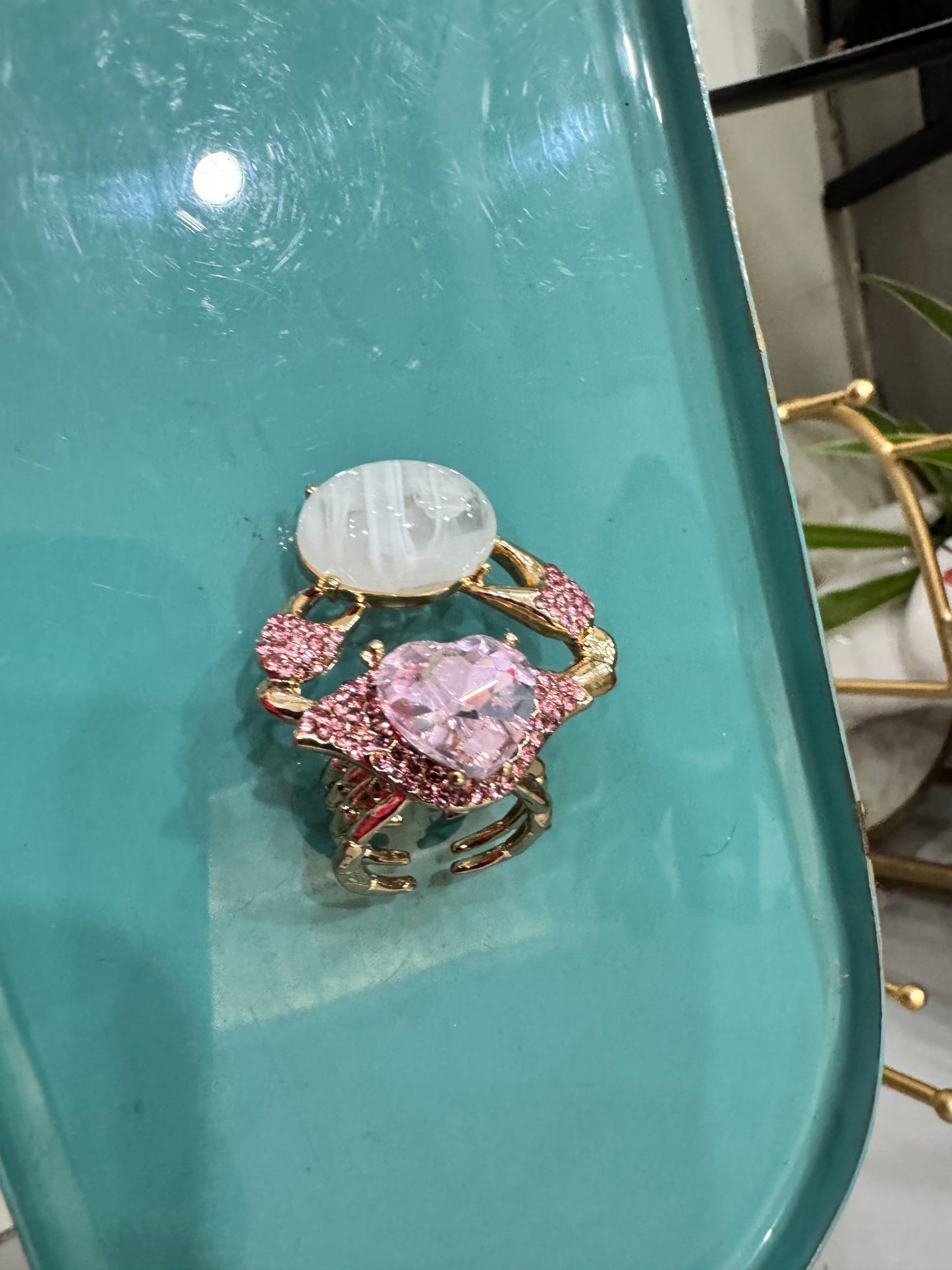 Statement Gemstone Crab Ring