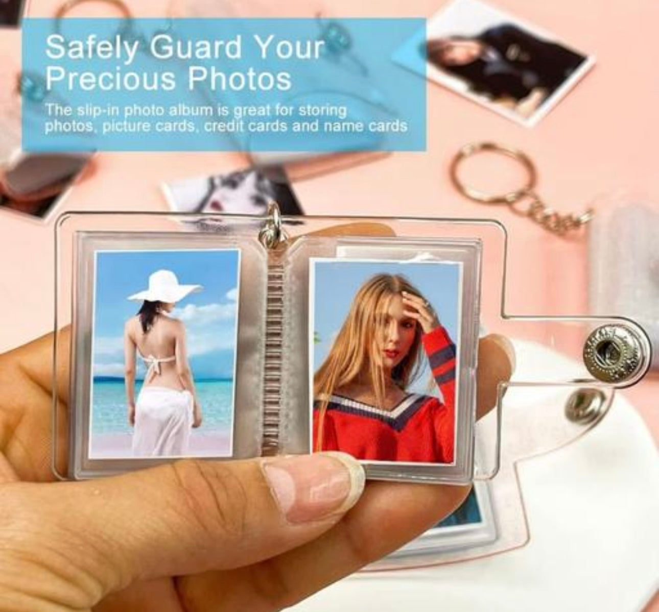 Personalised Mini Scrapbook Photo Album Keychain (with 16 Photos)