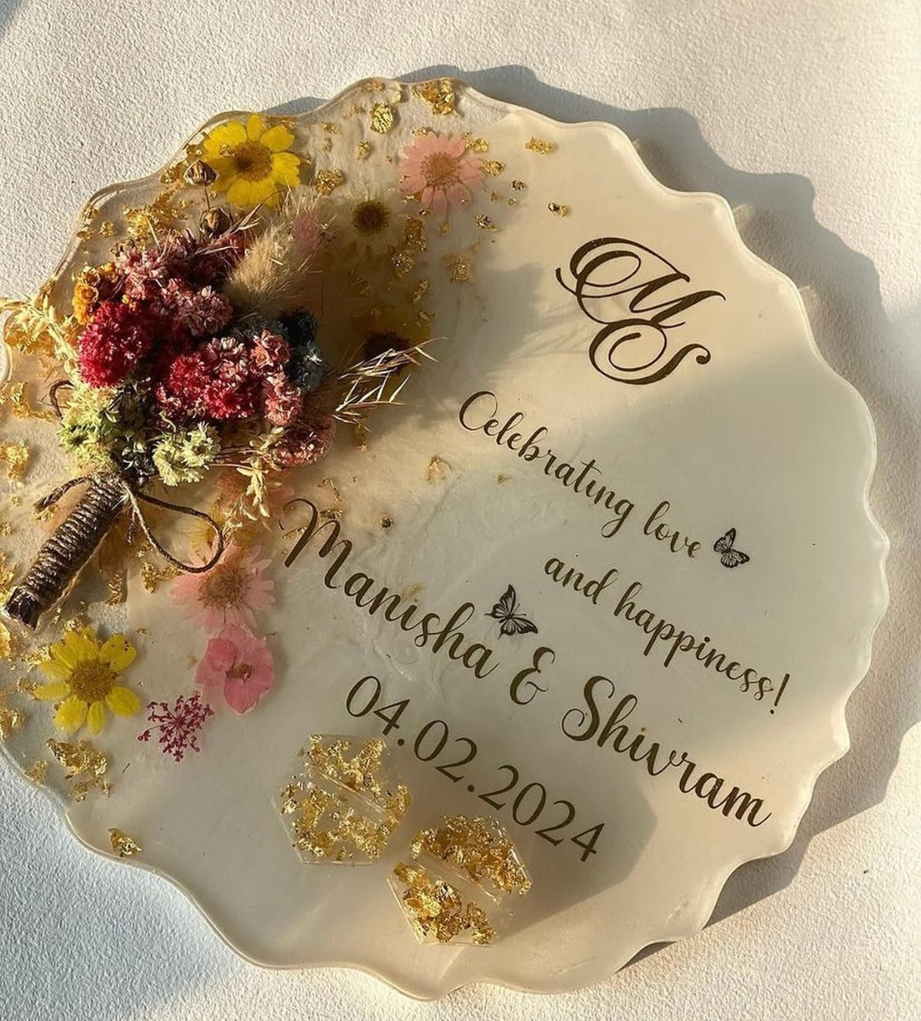 Customised Floral Engagement Ring Tray/Platter