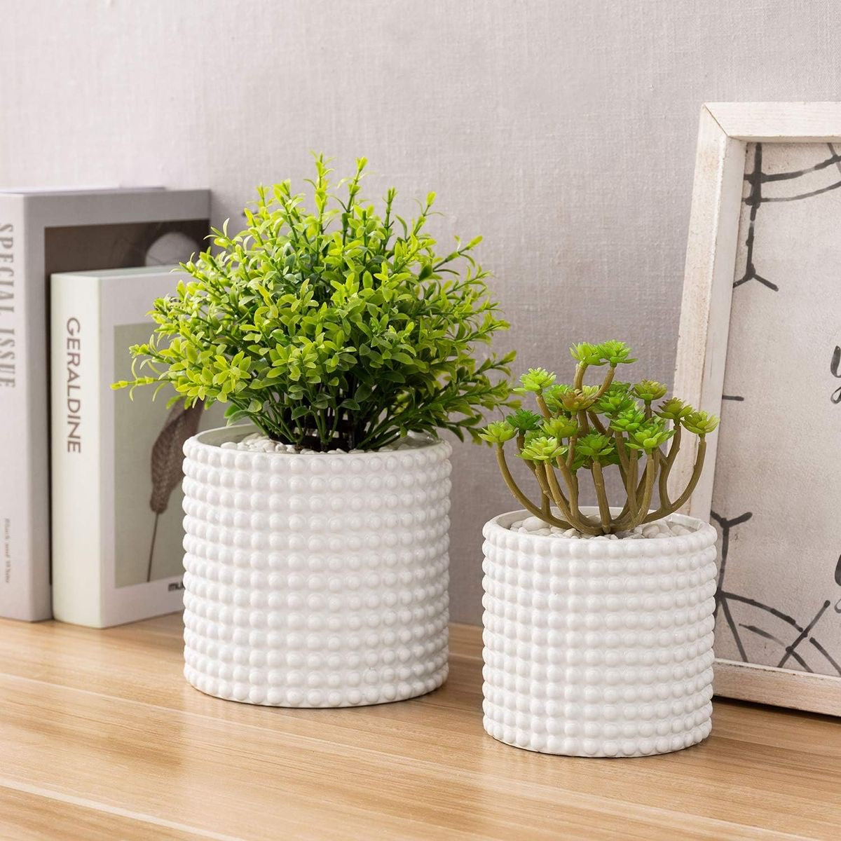 Bubble Knobbed White Vase/Planter