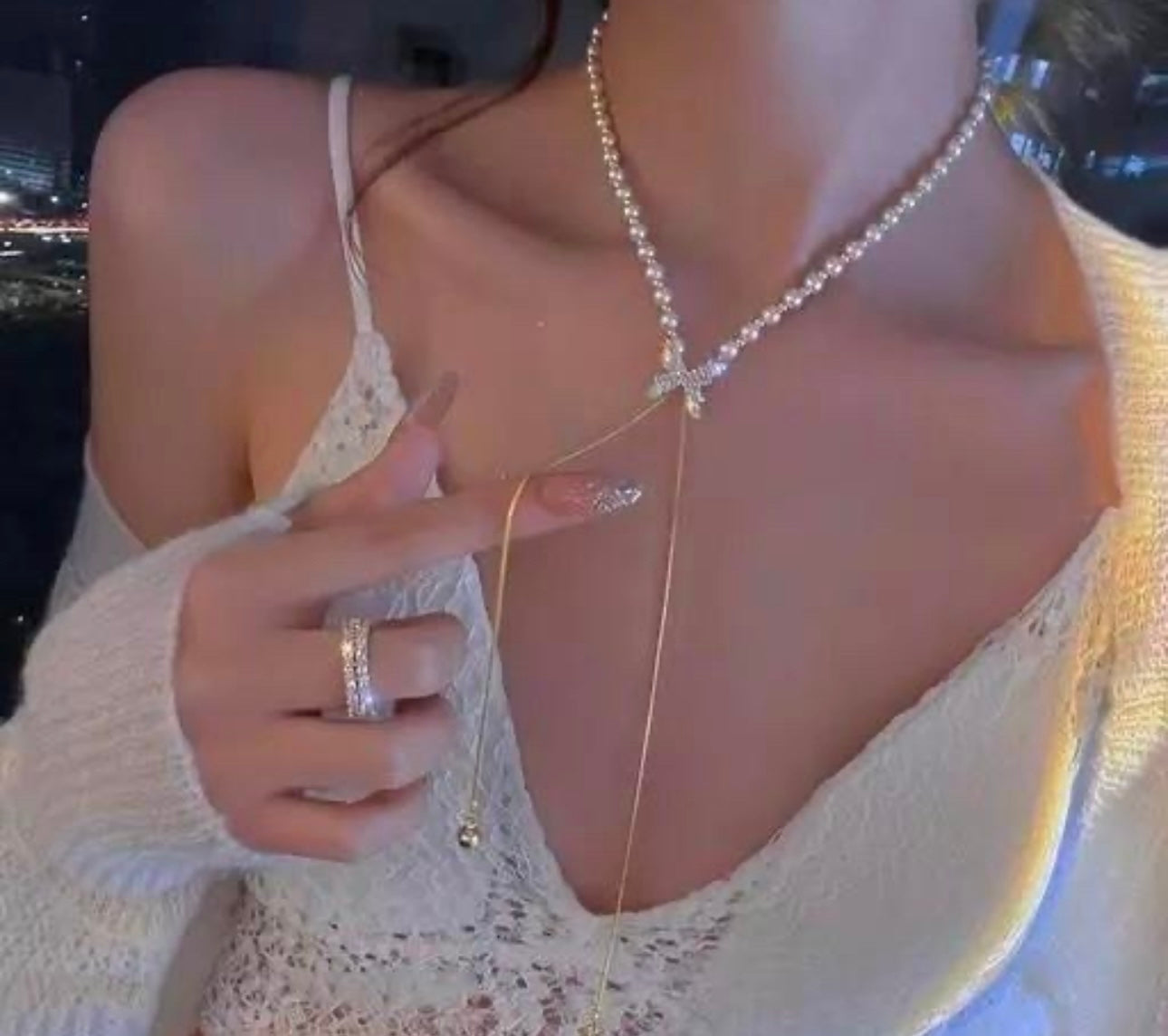 Elegant Pearl Chain Butterfly Necklace