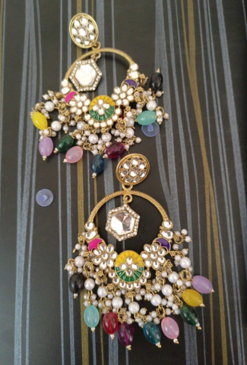 Exquisite Multicolour Heavy Chandbali Dangler Earrings