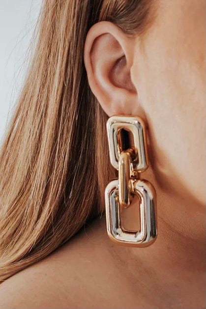 Statement Gold Link Chain Earrings