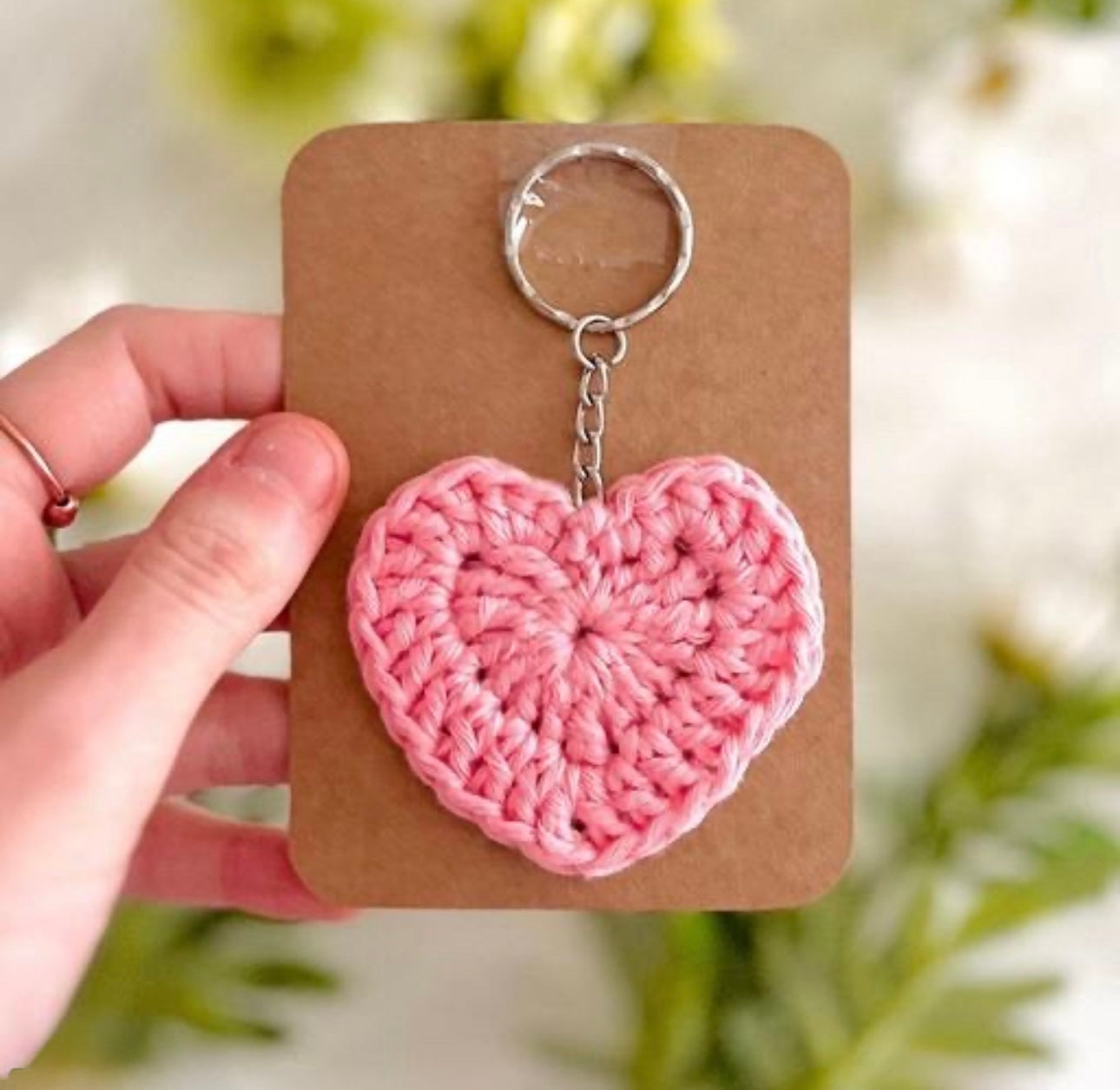 Love Crochet Heart Keychain