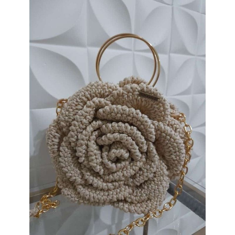 Exquisite Rose Shape Handmade Crochet Bag