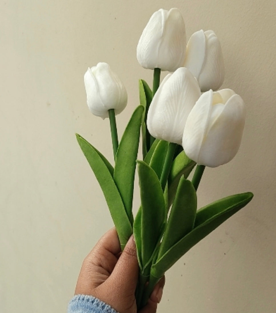 Artificial White Tulips Sticks