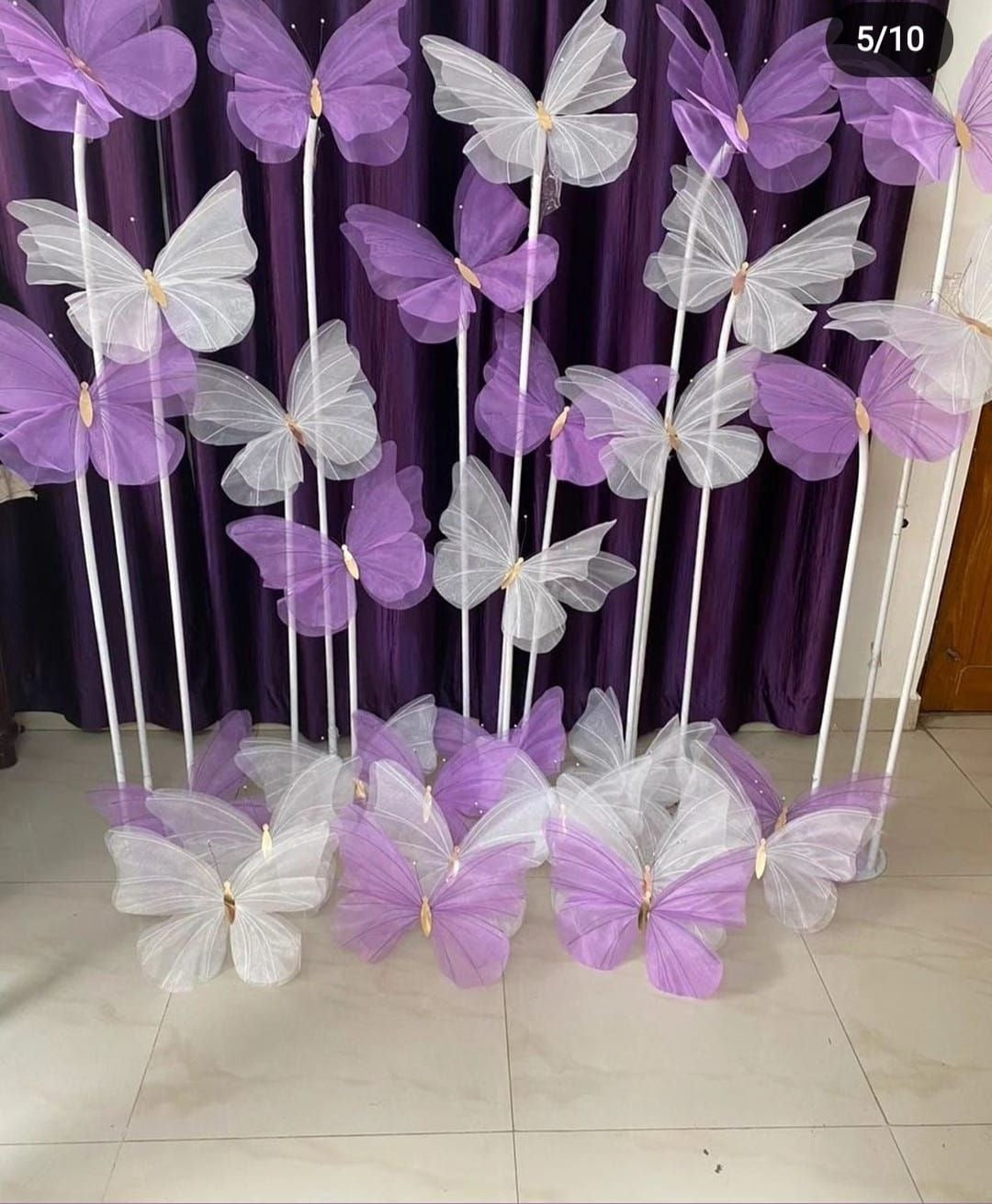 Organza Fabric Butterflies (without Stand)