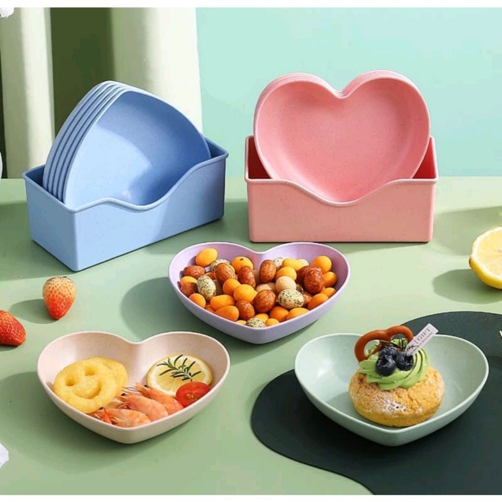 Heart Shape Deep Pasta/Snack/Dinner/Salad/Dessert Bowls with Stand - Set of 10