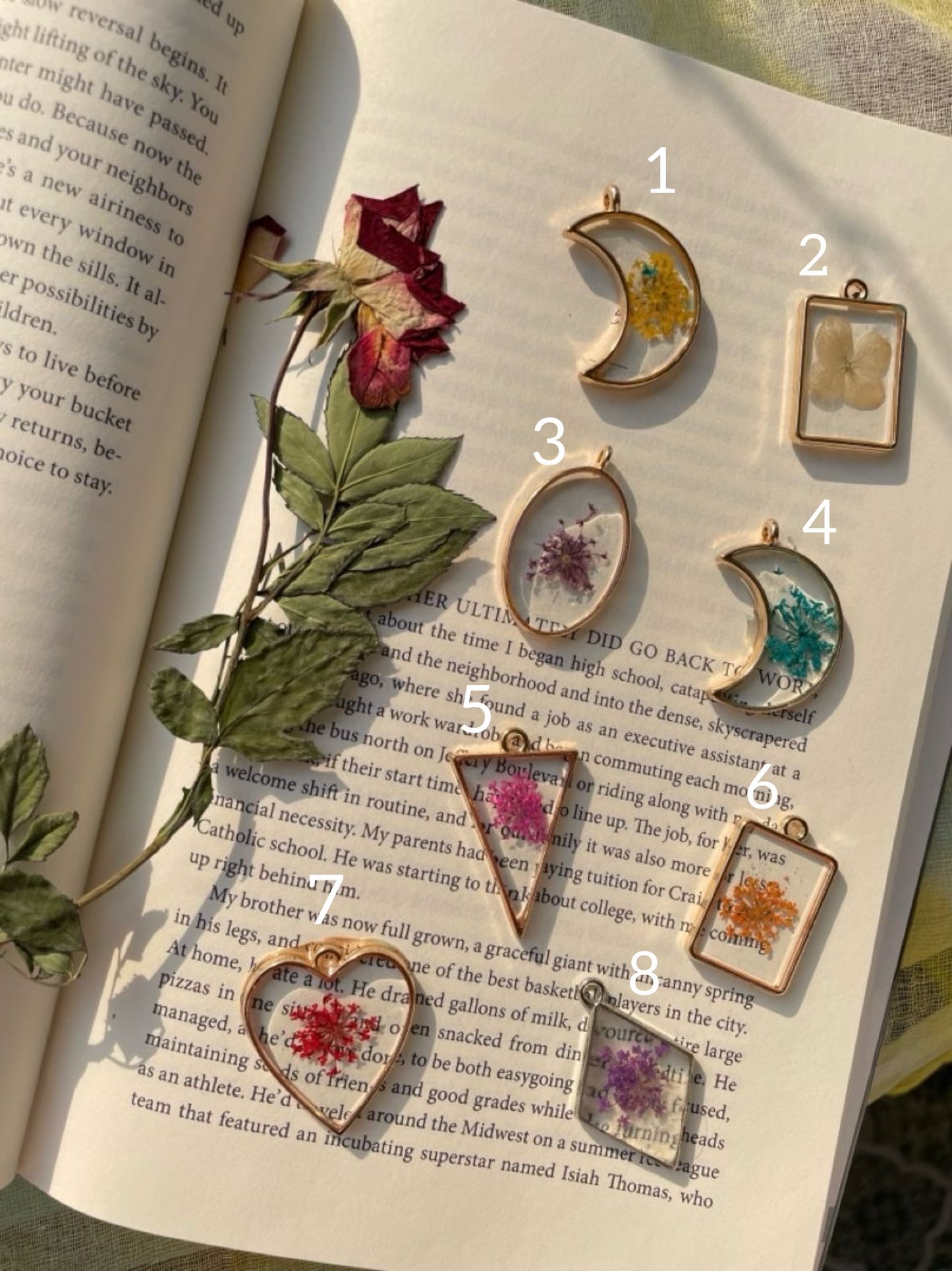 Pendants with Real Pressed Flowers