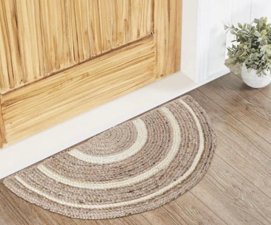 Natural Half Circle Jute Braided Border Mat