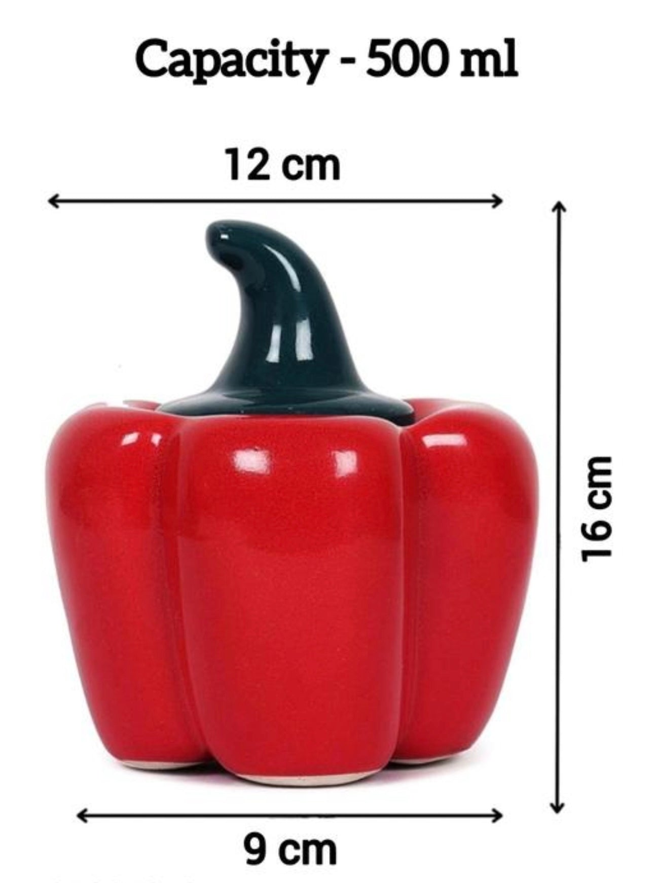Decorative Ceramic Capsicum Shape Pickle Jars | Multipurpose Food Storage Jars - Set of 2