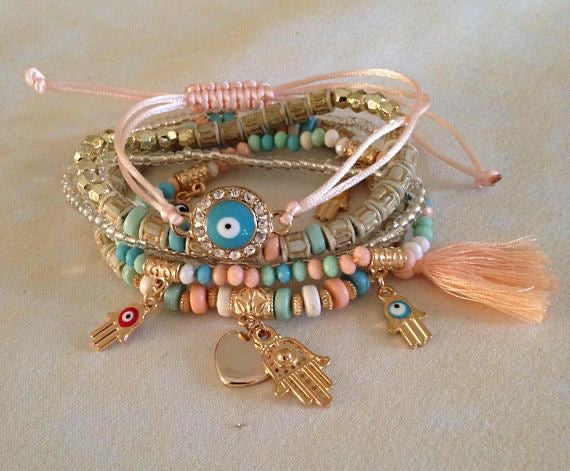 Bohemian Style Evil Eye Bracelet Stack
