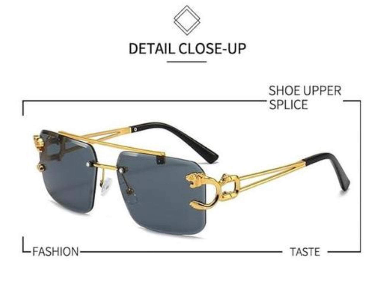 Luxury Retro Square Sunglasses Black & Gold