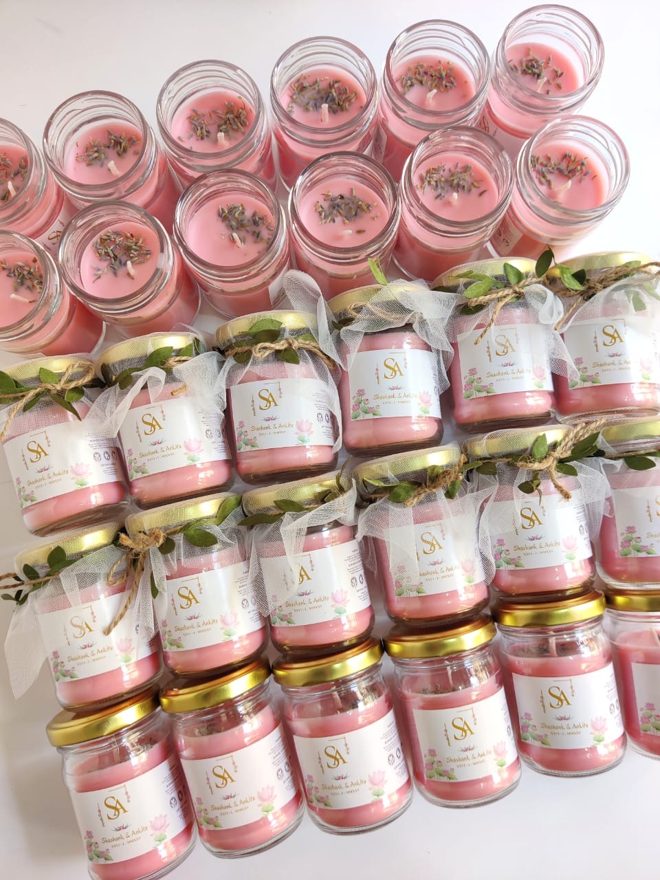 Votive Jar Candles for Return Gifts/Favours with Packaging & Personalised Tags