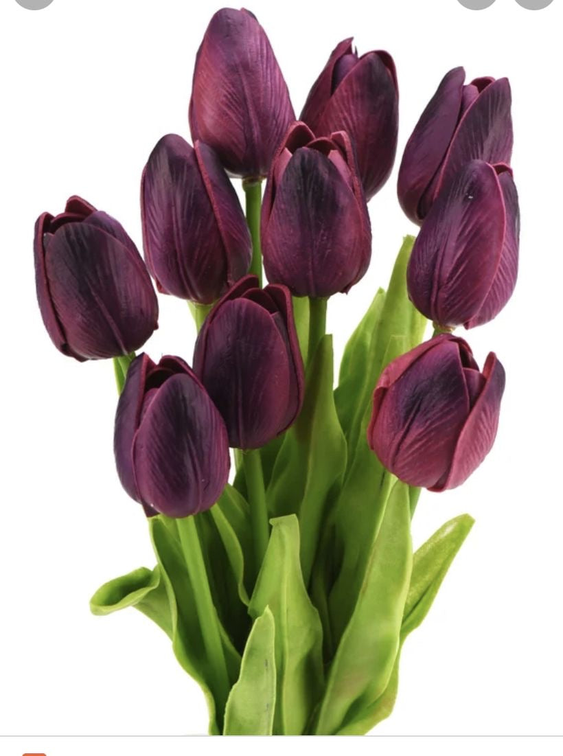 Artificial Wine/Purple Tulip Bunch