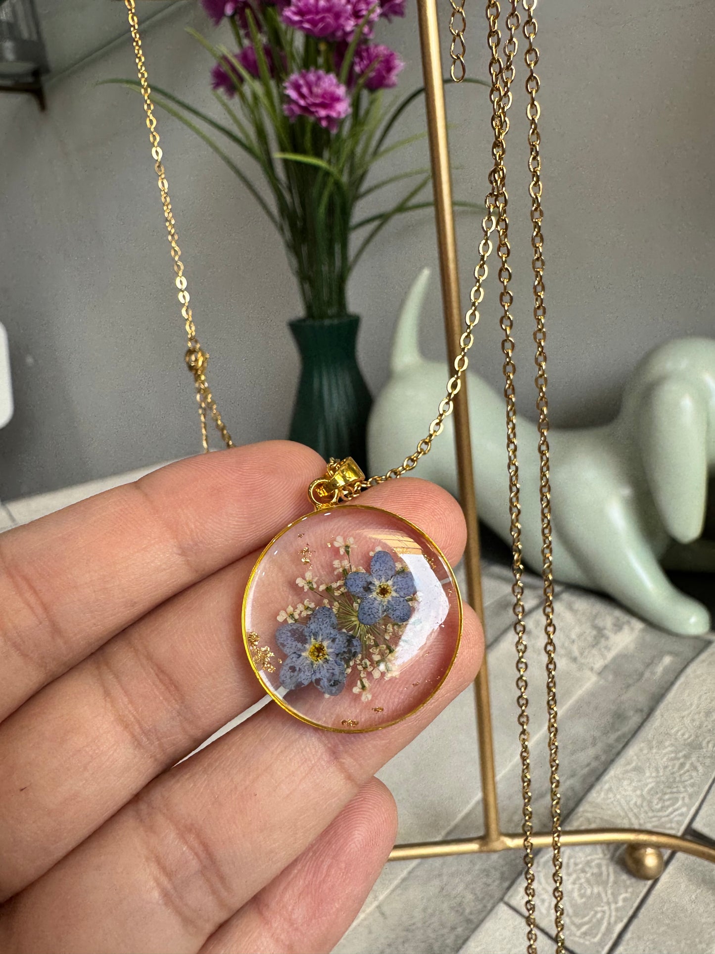 Pendants with Real Pressed Flowers