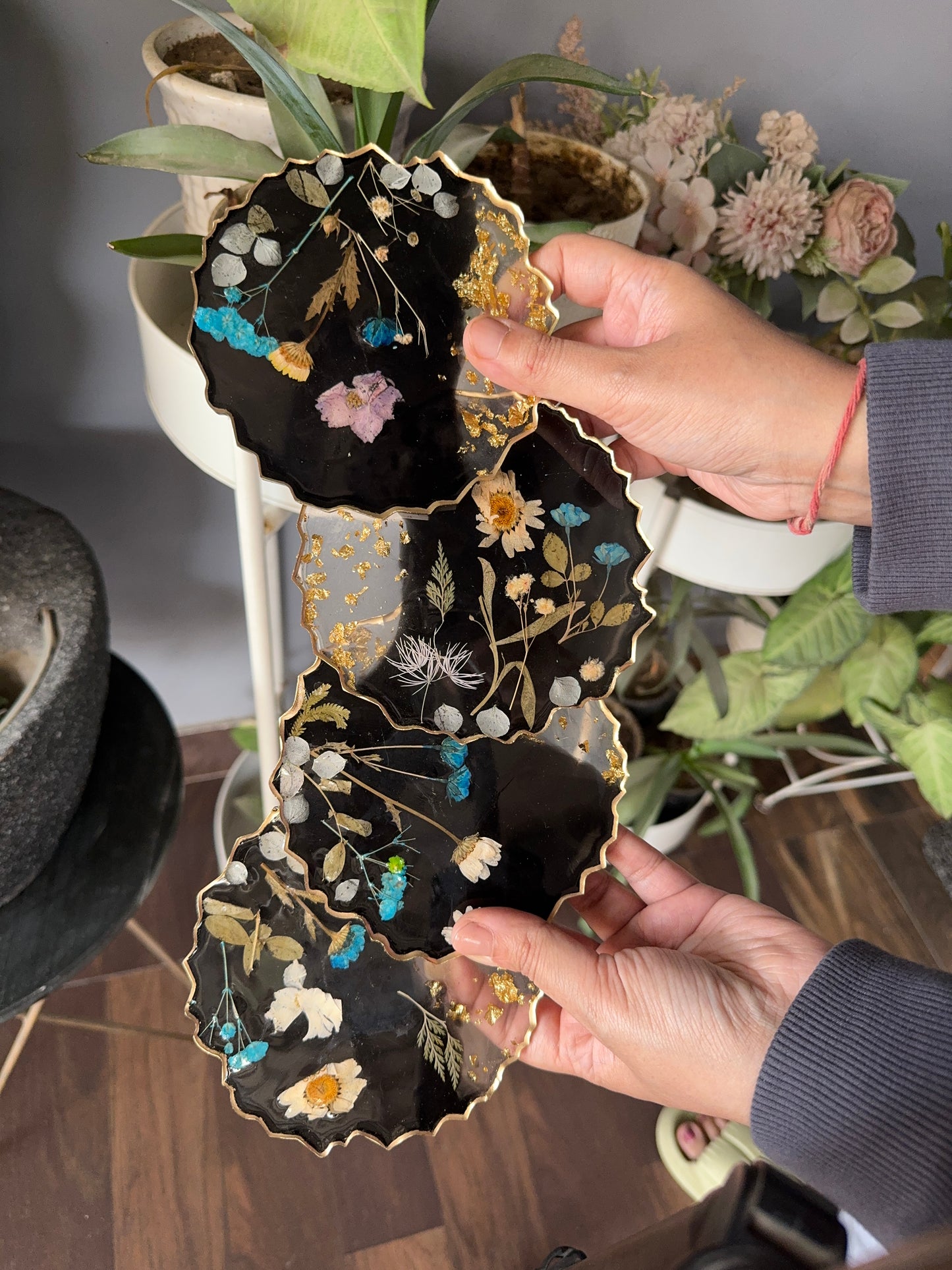 Floral Bloom Coasters with Real Pressed Flowers