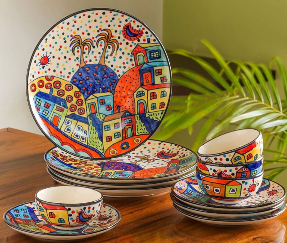 'The Hut' Ceramic Dinner Plates Set