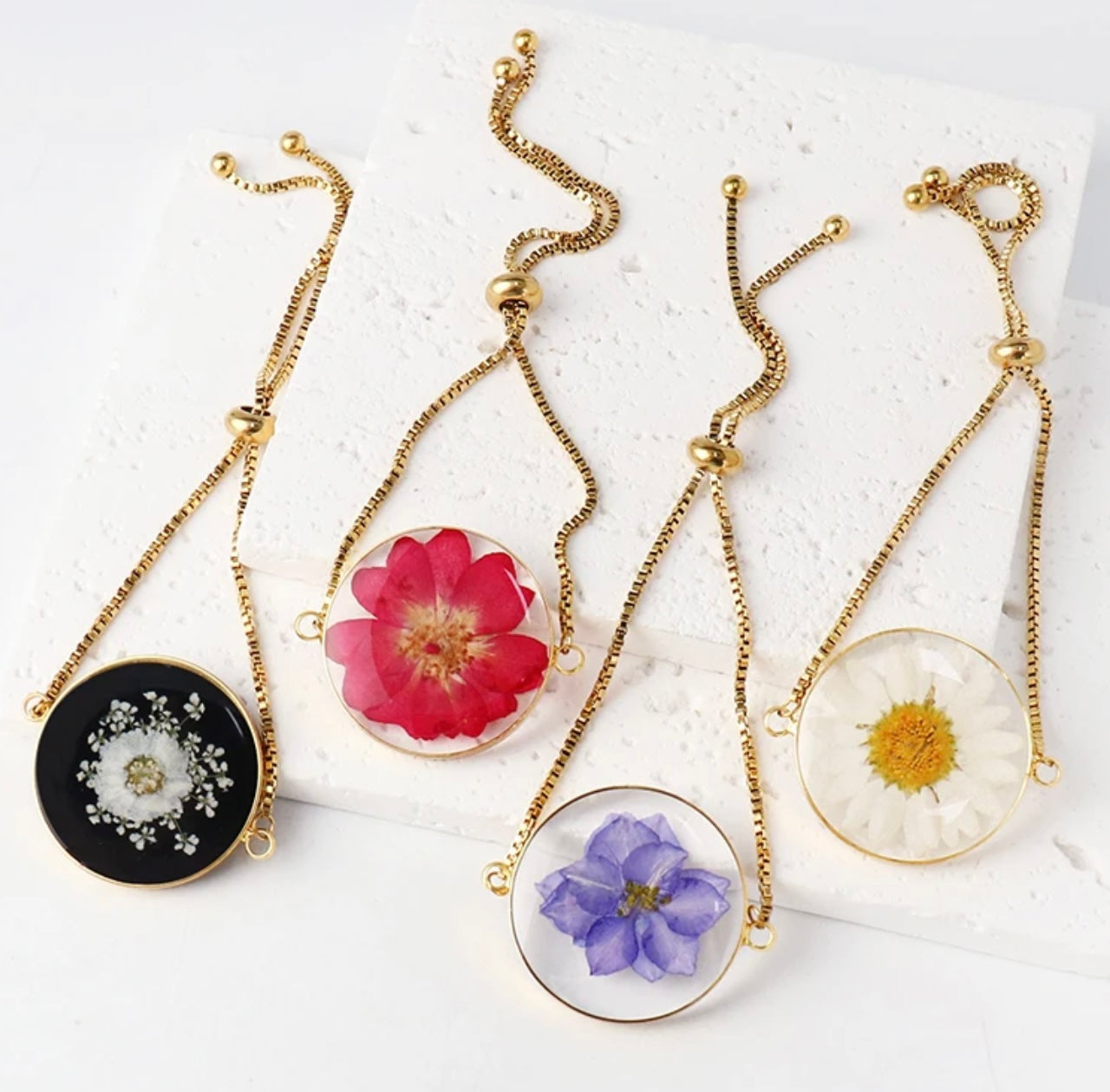 Bracelets with Real Pressed Flowers