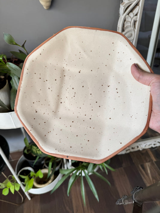 Unique & Exclusive Handcrafted Stoneware Ceramic Octagonal Serving Plates - Set of 2