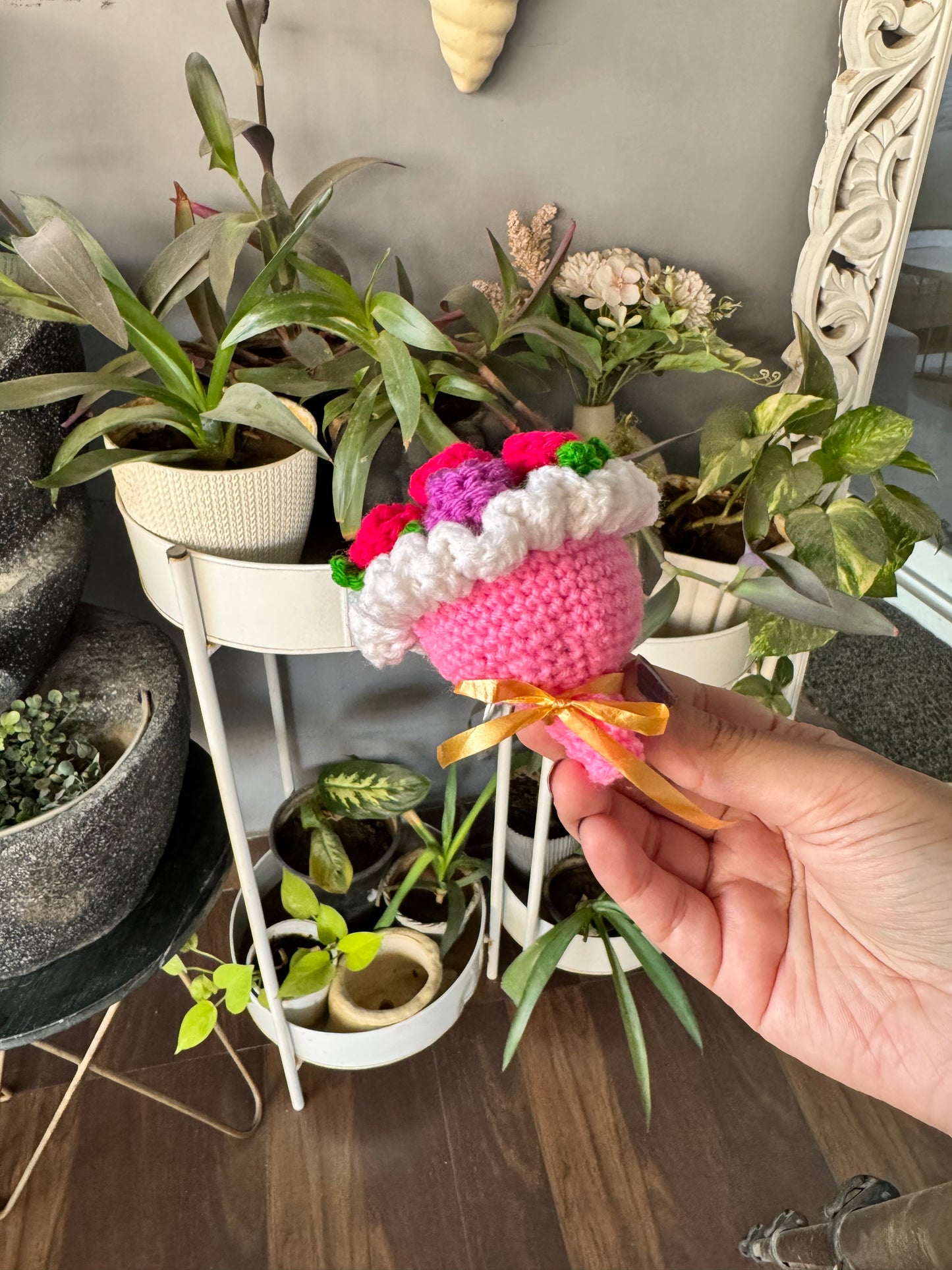 Crochet Mini Bouquet Keychain