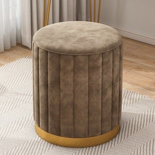 Nordic Velvet Fabric Ottoman Pouffee