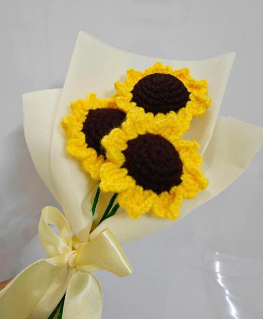 Mini Crochet Sunflowers Bouquet