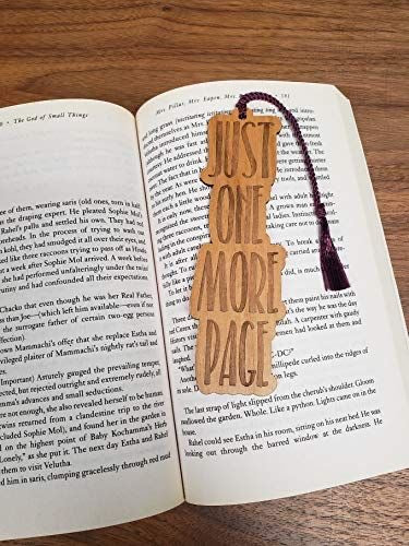 Wooden Bookmark with “Just One More Page” Quote