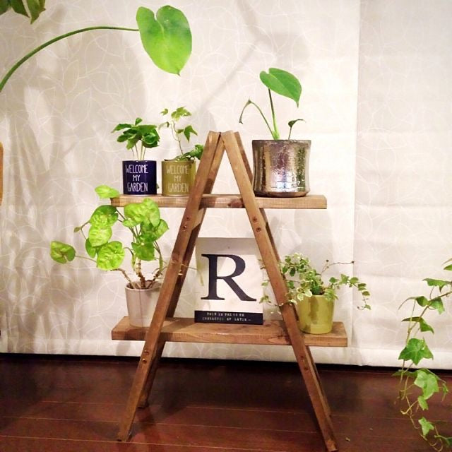 Decorative Multipurpose Pine Wood 3-Tier Ladder Shelves