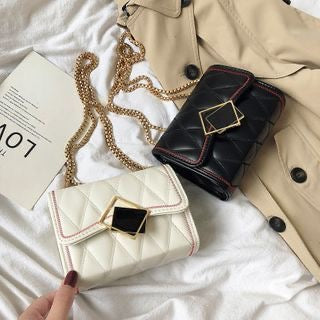 Faux Leather Chain Strap Crossbody Bag