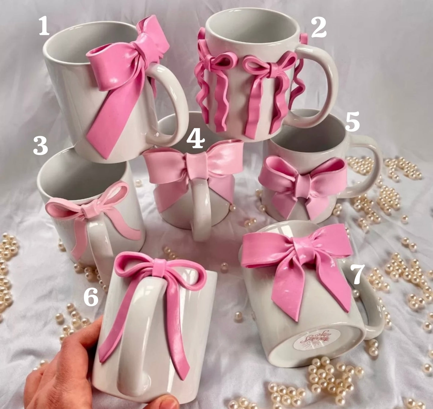 Quirky Pink Bow Mugs