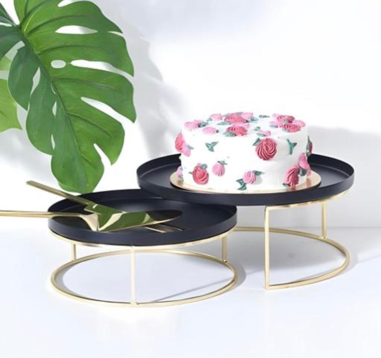 Cake Stand with Metal Accent - Set of 2