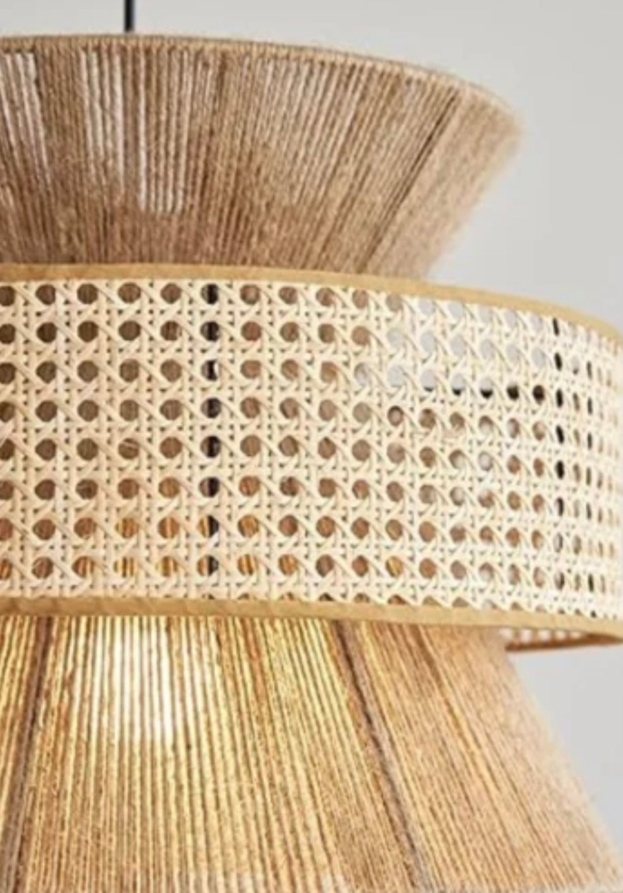 Vintage Wabi Sabi Handmade Rattan Hemp Chandelier Pendant Light