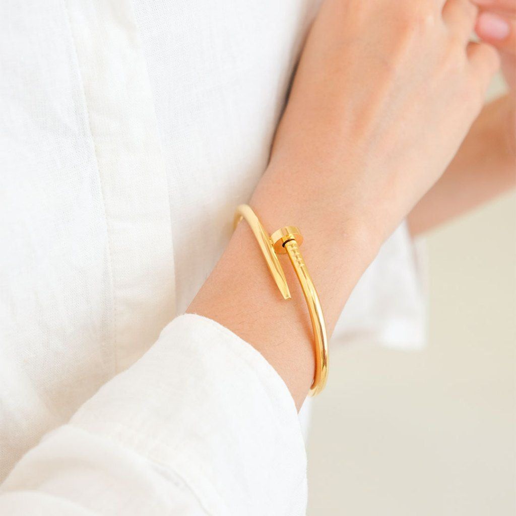 Minimalist Gold Plated Nail Bracelet