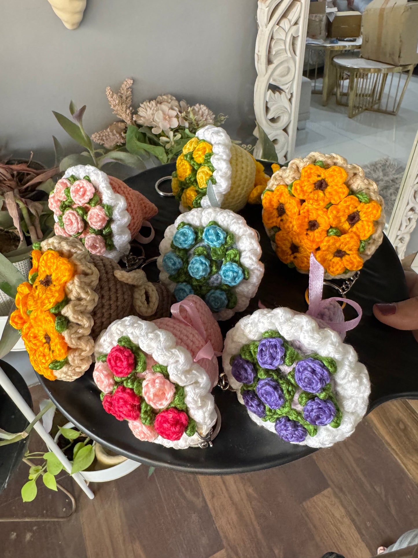 Crochet Mini Bouquet Keychain