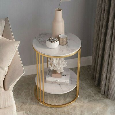 Nordic 2-Tier Faux Marble Side Table