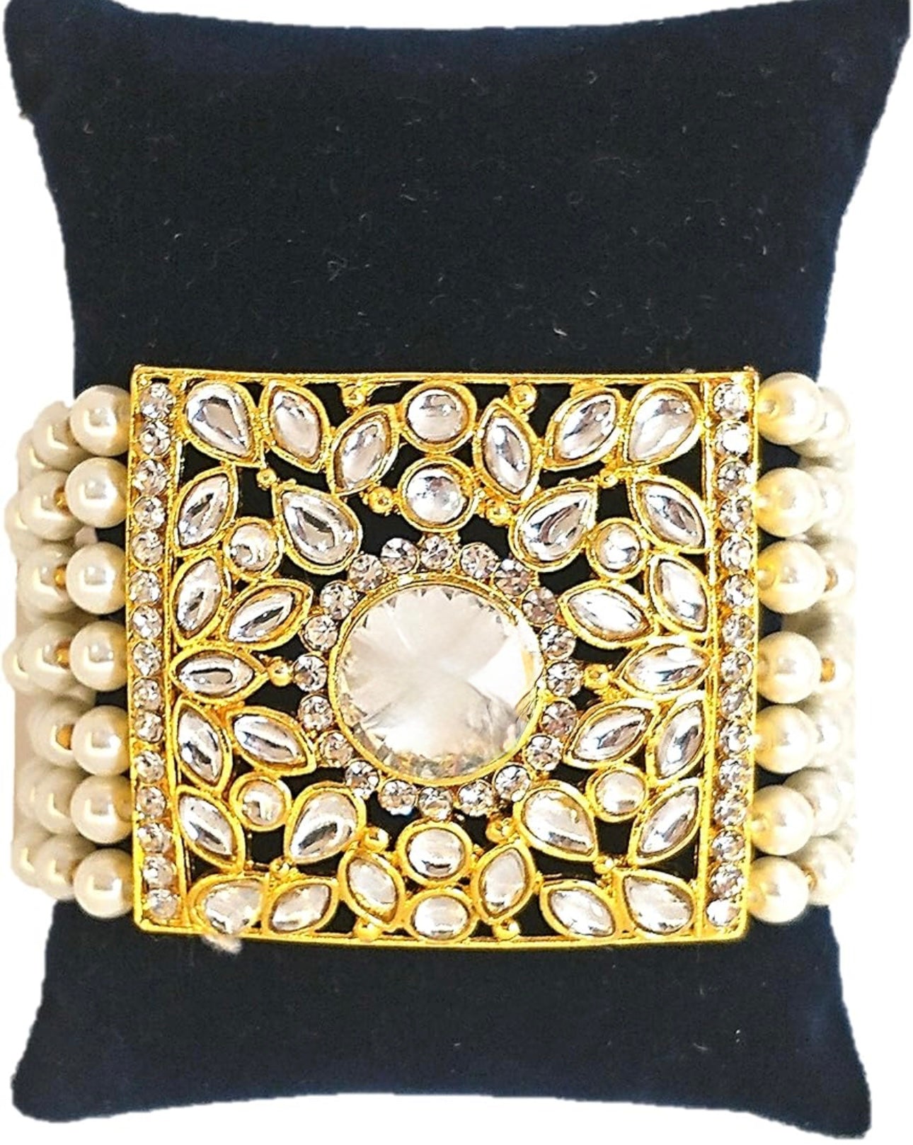 Elegant Alloy Gold Plated Pearl Bracelet