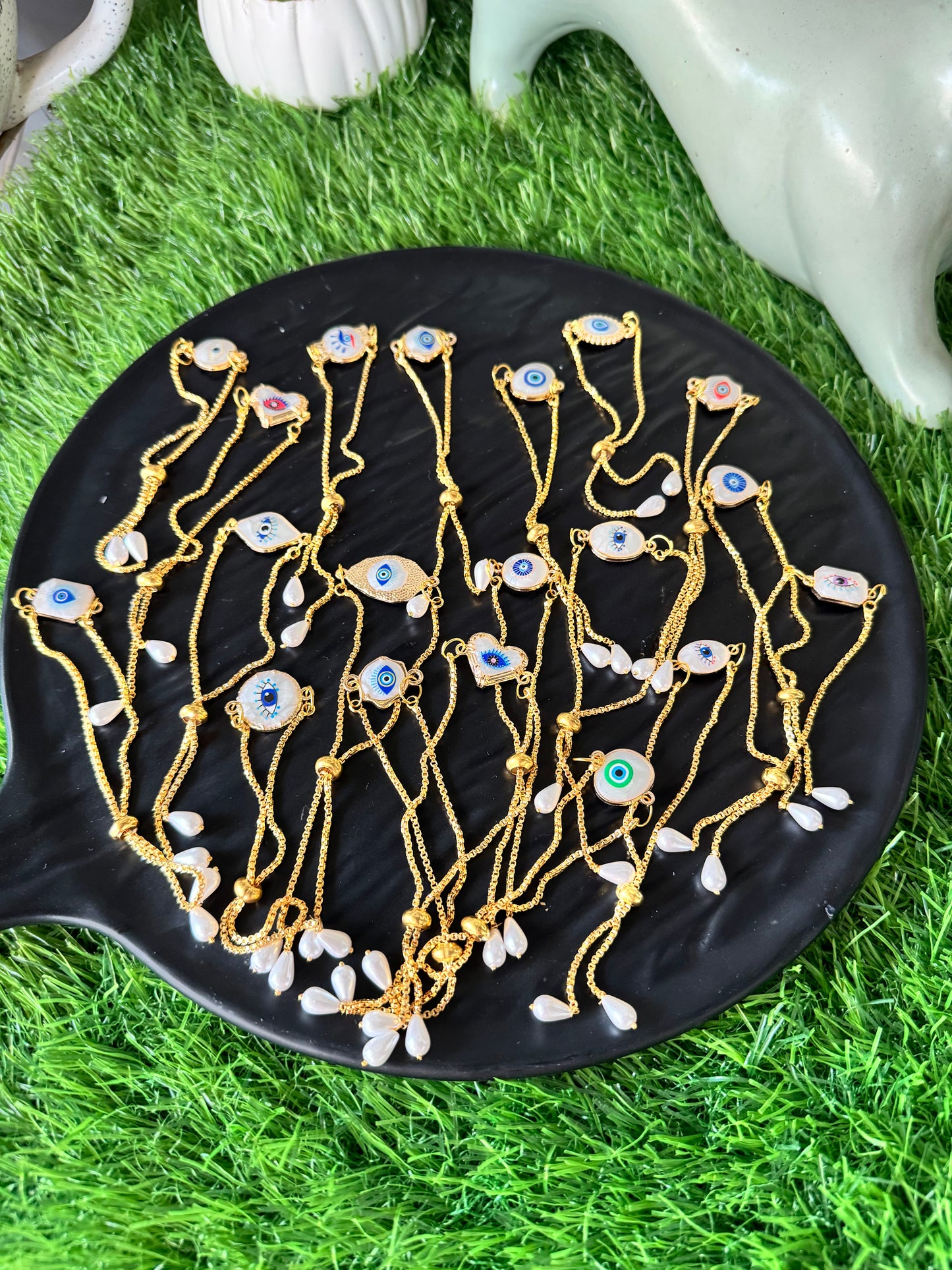 Exclusive Marble Evil Eye Bracelet/Rakhi Anti-tarnish Gold Plater