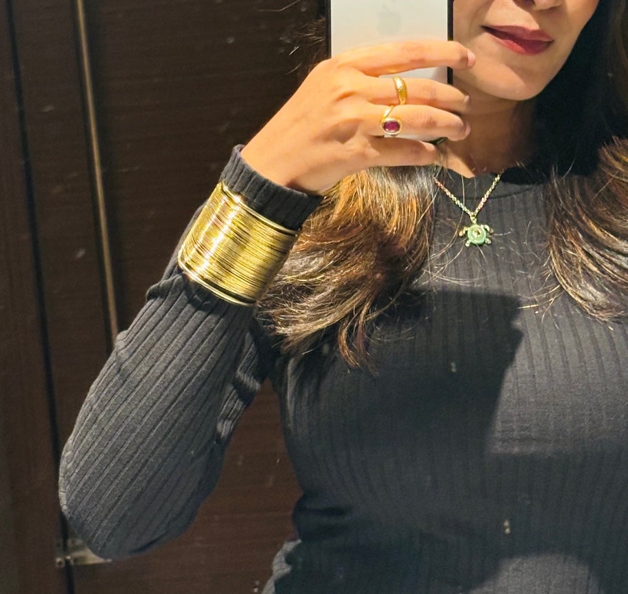 Multi-Layer Gold Wrist Cuff Adjustable Bracelet