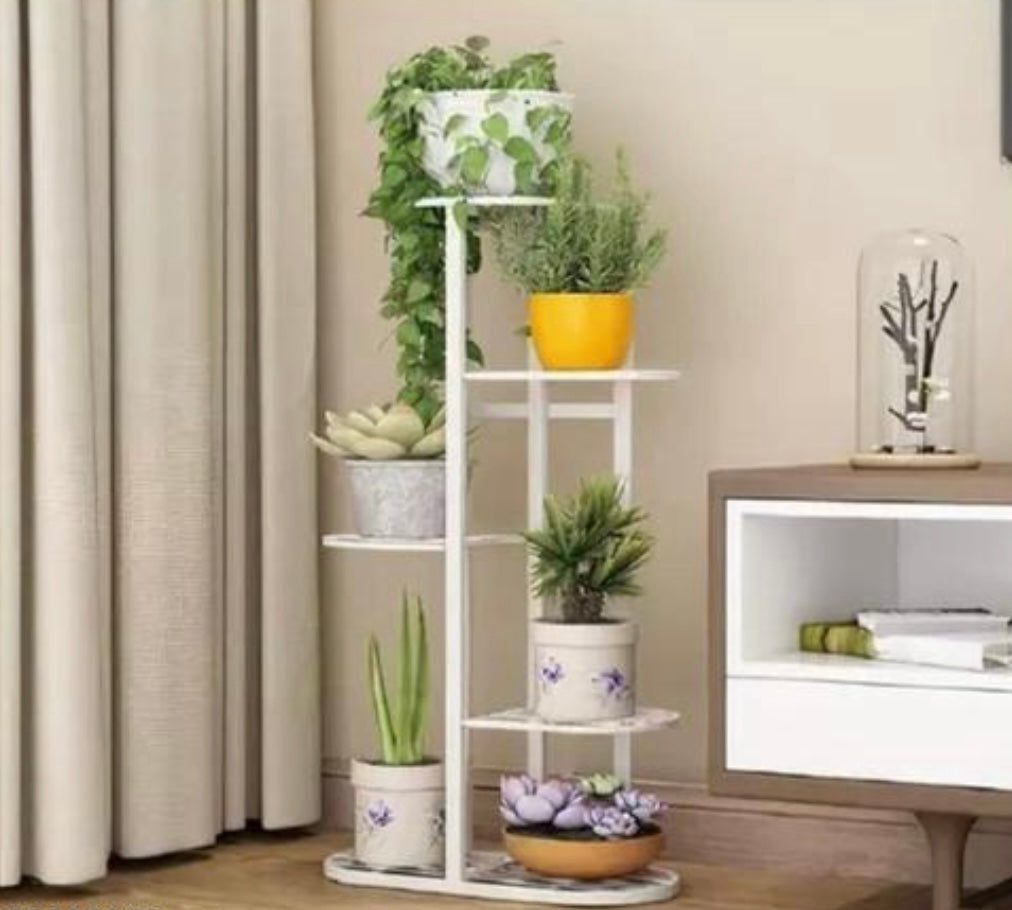 Tiered White Metal Planter Stand