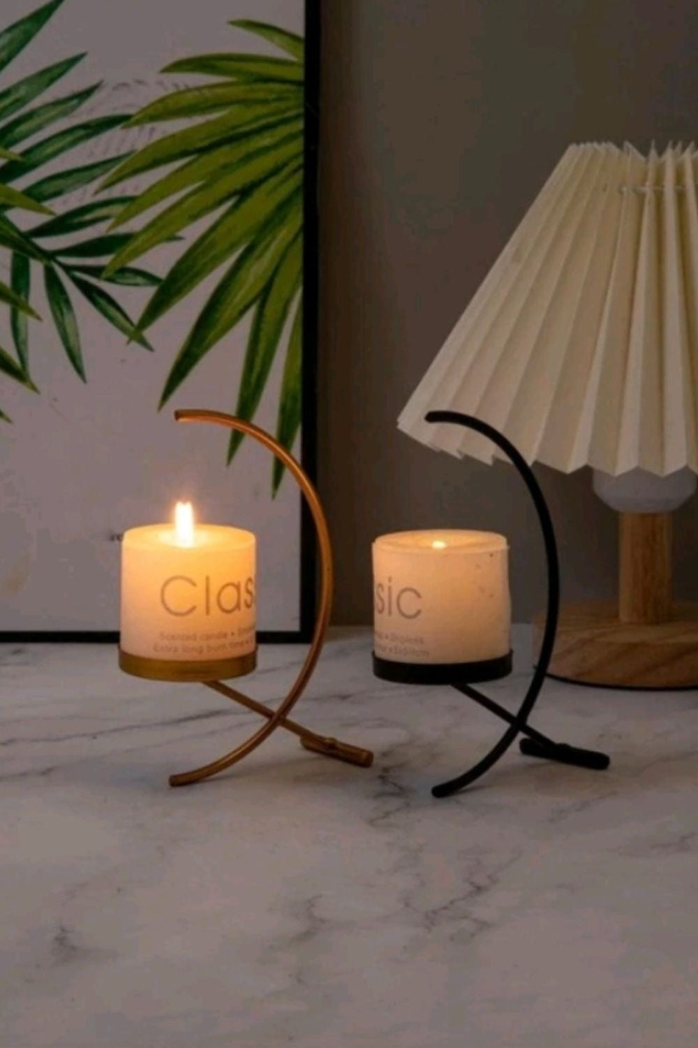 Aesthetic Simple Gold & Black Candle Holders - Set of 2