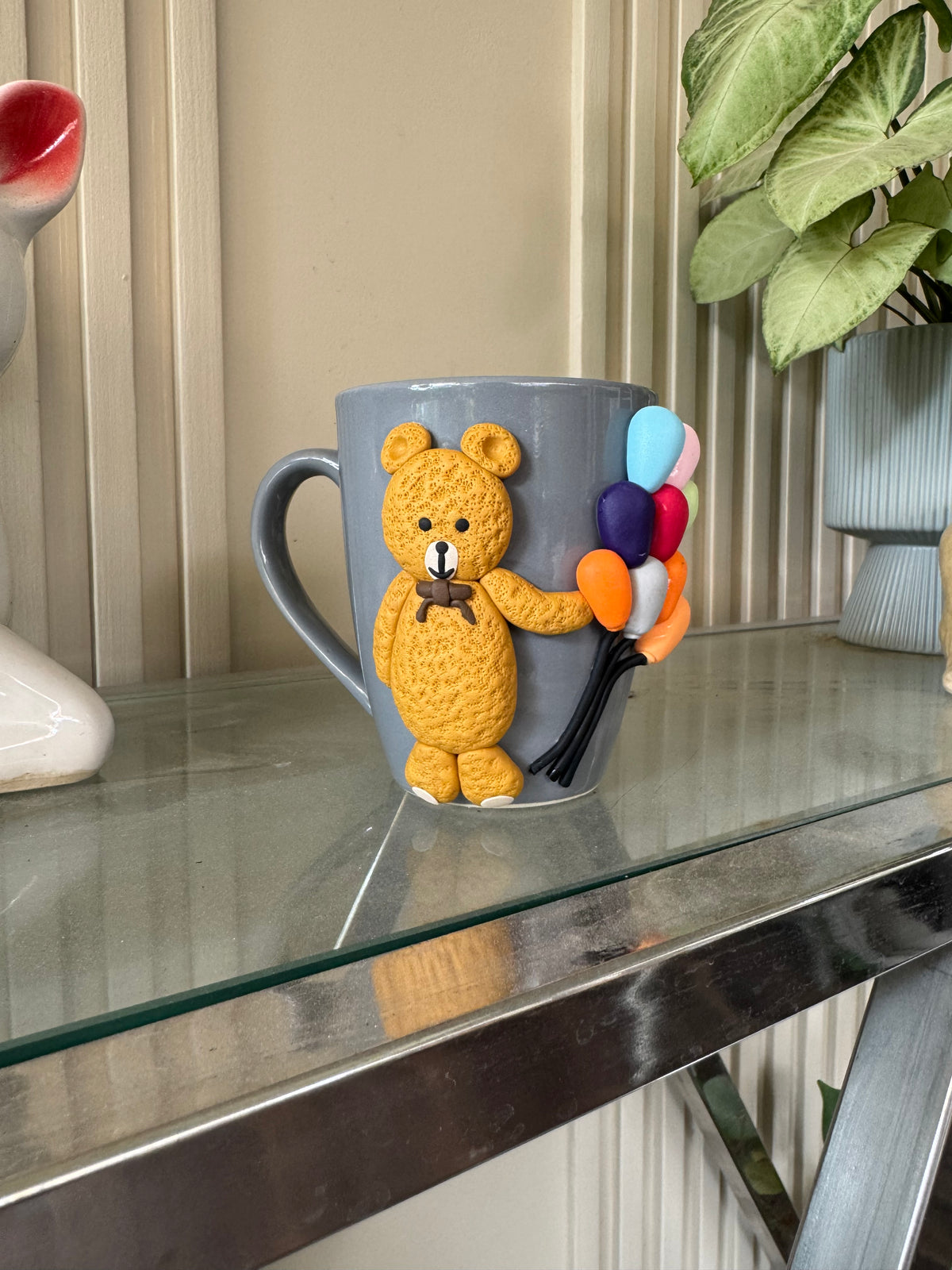 Cute Teddy with Balloons Handmade Ceramic Mug (250 ml)