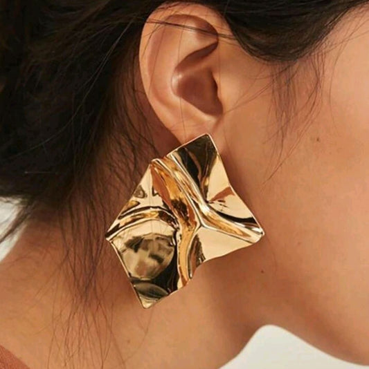 Structured Abstract Gold Tempered Earrings